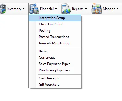 IMS Financial menu