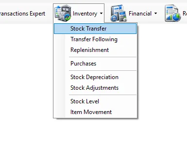 IMS Inventory menu